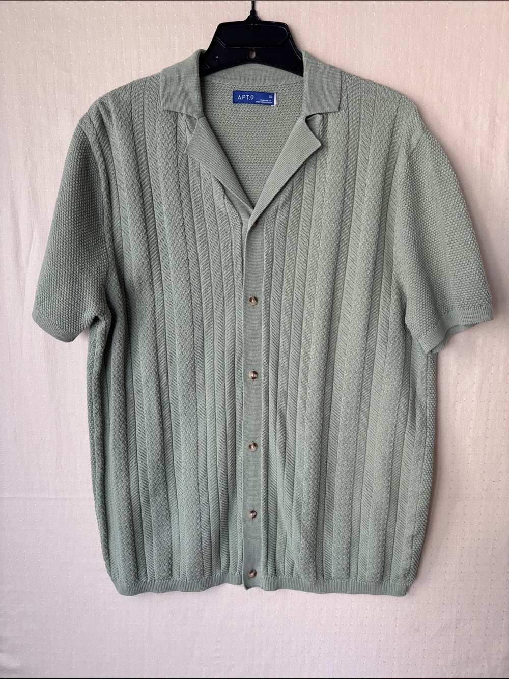 Apt. 9 Mint Green Textured V-Neck Knit Button-Up Sweater
